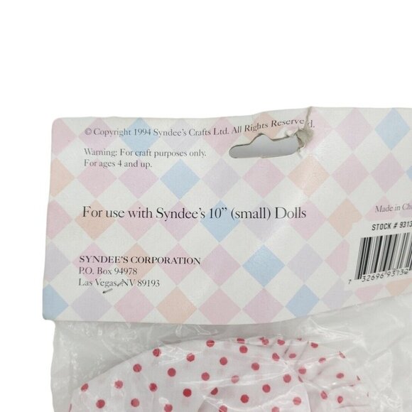 Vintage Syndees's Red White Polka Dot Doll Dress w/ Bloomer for 10 inch NEW 1994 - Picture 4 of 4